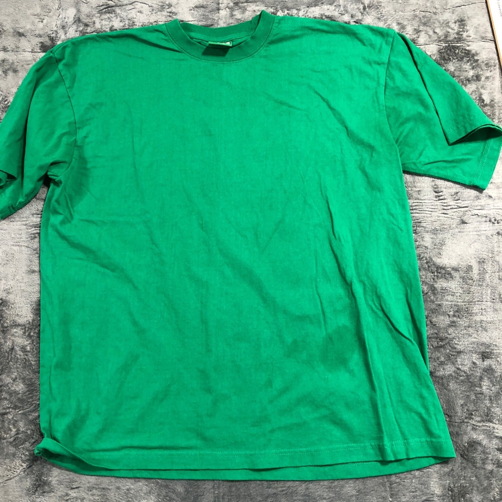 Dream USA‎ T-Shirt Mens XL Green Solid Short Sleeve Crew Neck Heavy Cotton 1017